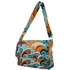 Waves Ocean Sea Abstract Whimsical (3) Full Print Messenger Bag (l) by Jancukart