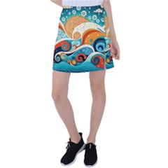 Waves Ocean Sea Abstract Whimsical (3) Tennis Skirt by Jancukart