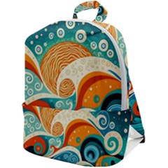 Waves Ocean Sea Abstract Whimsical (3) Zip Up Backpack