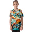 Waves Ocean Sea Abstract Whimsical (3) Fold Over Open Sleeve Top View1