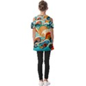 Waves Ocean Sea Abstract Whimsical (3) Fold Over Open Sleeve Top View2