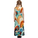 Waves Ocean Sea Abstract Whimsical (3) Kids  Satin Sleeveless Maxi Dress View4