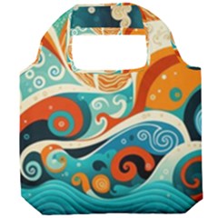 Waves Ocean Sea Abstract Whimsical (3) Foldable Grocery Recycle Bag