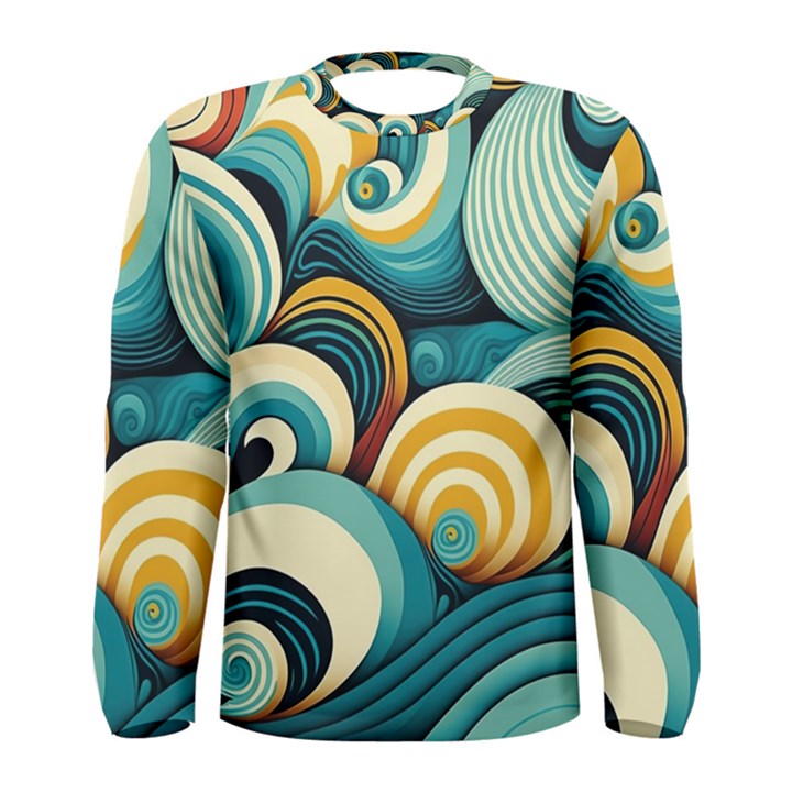 Waves Ocean Sea Abstract Whimsical (1) Men s Long Sleeve Tee