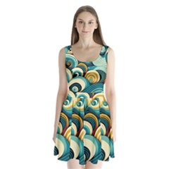 Waves Ocean Sea Abstract Whimsical (1) Split Back Mini Dress  by Jancukart