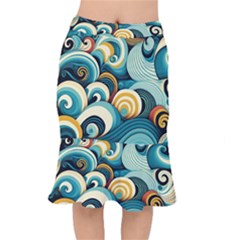 Waves Ocean Sea Abstract Whimsical (1) Short Mermaid Skirt