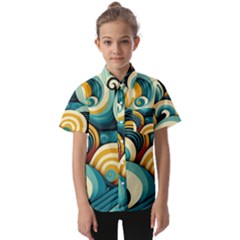 Waves Ocean Sea Abstract Whimsical (1) Kids  Short Sleeve Shirt by Jancukart