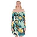 Waves Ocean Sea Abstract Whimsical (1) Off Shoulder Skater Dress View1