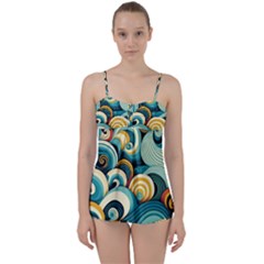 Waves Ocean Sea Abstract Whimsical (1) Babydoll Tankini Set by Jancukart