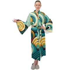 Waves Ocean Sea Abstract Whimsical (1) Maxi Velour Kimono