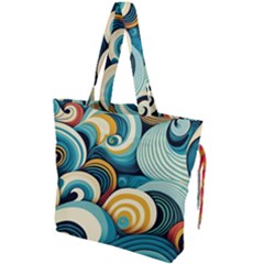 Waves Ocean Sea Abstract Whimsical (1) Drawstring Tote Bag