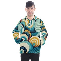 Waves Ocean Sea Abstract Whimsical (1) Men s Half Zip Pullover by Jancukart