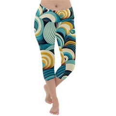 Waves Ocean Sea Abstract Whimsical (1) Lightweight Velour Capri Yoga Leggings