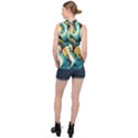 Waves Ocean Sea Abstract Whimsical (1) High Neck Satin Top View2