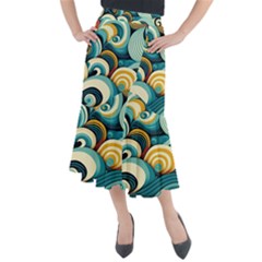 Waves Ocean Sea Abstract Whimsical (1) Midi Mermaid Skirt by Jancukart