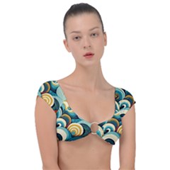 Waves Ocean Sea Abstract Whimsical (1) Cap Sleeve Ring Bikini Top