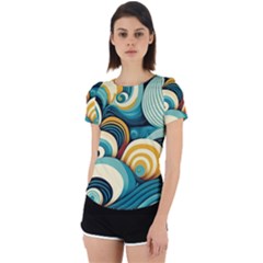 Waves Ocean Sea Abstract Whimsical (1) Back Cut Out Sport Tee