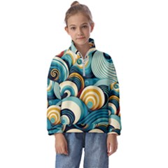 Waves Ocean Sea Abstract Whimsical (1) Kids  Half Zip Hoodie