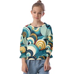 Waves Ocean Sea Abstract Whimsical (1) Kids  Cuff Sleeve Top