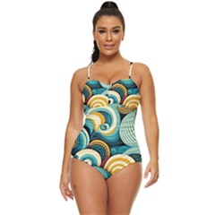 Waves Ocean Sea Abstract Whimsical (1) Retro Full Coverage Swimsuit