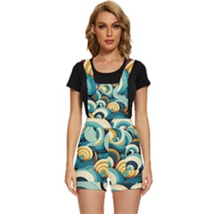 Waves Ocean Sea Abstract Whimsical (1) Short Overalls