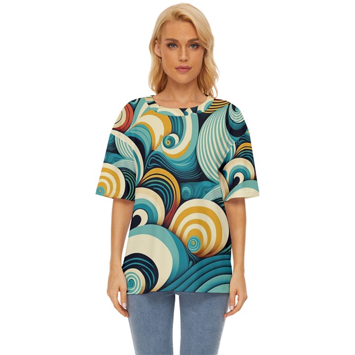 Waves Ocean Sea Abstract Whimsical (1) Oversized Basic Tee