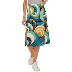 Waves Ocean Sea Abstract Whimsical (1) Midi Panel Skirt by Jancukart