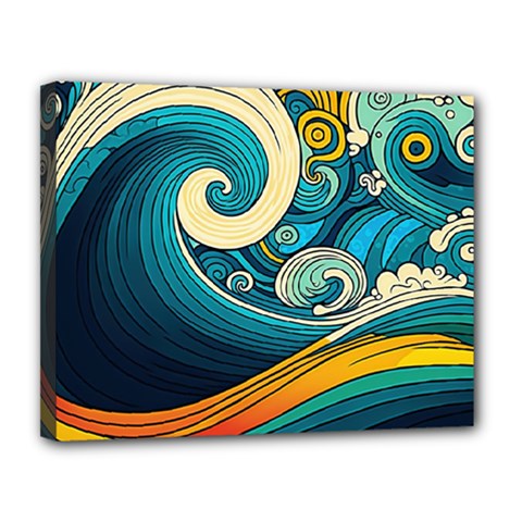 Waves Wave Ocean Sea Abstract Whimsical Canvas 14  X 11  (stretched)