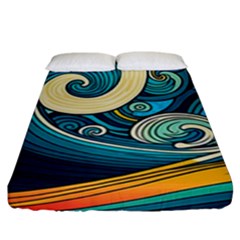 Waves Wave Ocean Sea Abstract Whimsical Fitted Sheet (king Size) by Jancukart