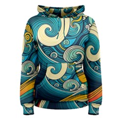 Waves Wave Ocean Sea Abstract Whimsical Women s Pullover Hoodie by Jancukart