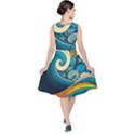 Waves Wave Ocean Sea Abstract Whimsical V-Neck Midi Sleeveless Dress  View2