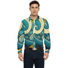 Waves Wave Ocean Sea Abstract Whimsical Men s Long Sleeve  Shirt by Jancukart