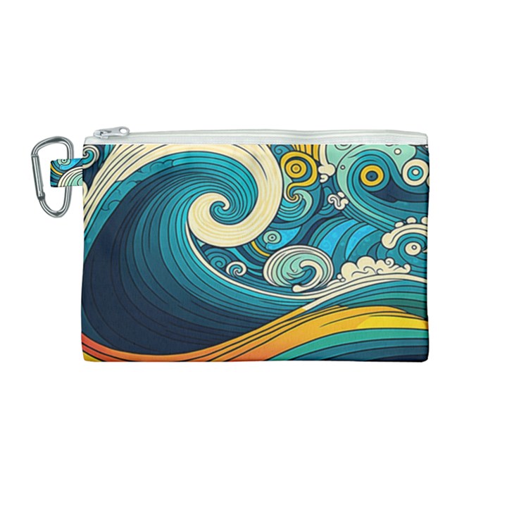 Waves Wave Ocean Sea Abstract Whimsical Canvas Cosmetic Bag (Medium)