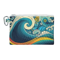 Waves Wave Ocean Sea Abstract Whimsical Canvas Cosmetic Bag (large)