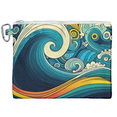 Waves Wave Ocean Sea Abstract Whimsical Canvas Cosmetic Bag (xxl) by Jancukart