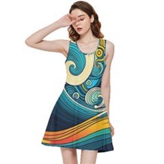 Waves Wave Ocean Sea Abstract Whimsical Inside Out Racerback Dress by Jancukart