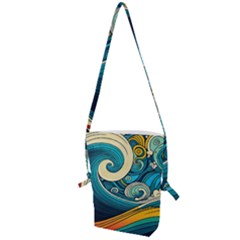 Waves Wave Ocean Sea Abstract Whimsical Folding Shoulder Bag