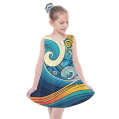 Waves Wave Ocean Sea Abstract Whimsical Kids  Summer Dress