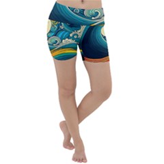 Waves Wave Ocean Sea Abstract Whimsical Lightweight Velour Yoga Shorts by Jancukart