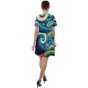 Waves Wave Ocean Sea Abstract Whimsical Short Sleeve Shoulder Cut Out Dress  View2