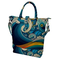 Waves Wave Ocean Sea Abstract Whimsical Buckle Top Tote Bag