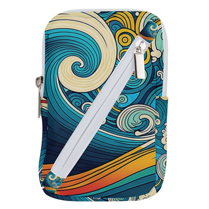 Waves Wave Ocean Sea Abstract Whimsical Belt Pouch Bag (Small)