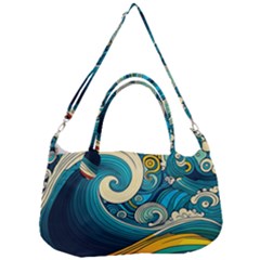 Waves Wave Ocean Sea Abstract Whimsical Removal Strap Handbag by Jancukart