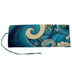 Waves Wave Ocean Sea Abstract Whimsical Roll Up Canvas Pencil Holder (s)