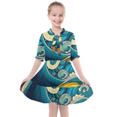 Waves Wave Ocean Sea Abstract Whimsical Kids  All Frills Chiffon Dress