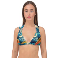 Waves Wave Ocean Sea Abstract Whimsical Double Strap Halter Bikini Top