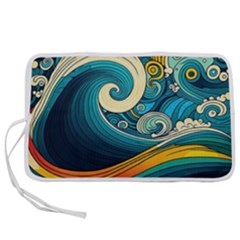 Waves Wave Ocean Sea Abstract Whimsical Pen Storage Case (l) by Jancukart