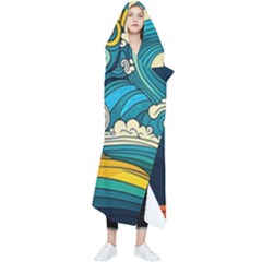 Waves Wave Ocean Sea Abstract Whimsical Wearable Blanket