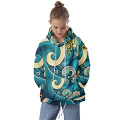 Waves Wave Ocean Sea Abstract Whimsical Kids  Oversized Hoodie