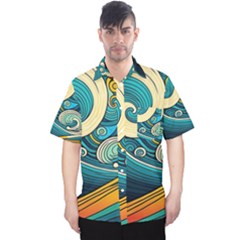 Waves Wave Ocean Sea Abstract Whimsical Men s Hawaii Shirt